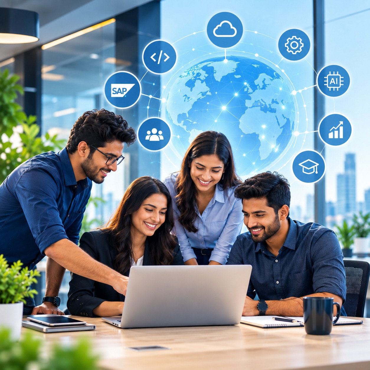 Students training in the Devgiri Technologies SAP lab